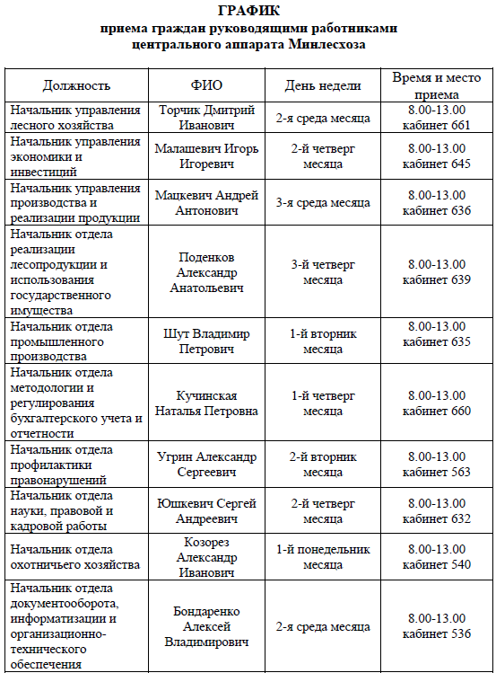 графики приема граждан МЛХ